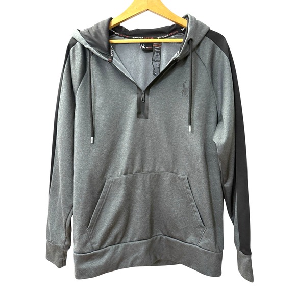 Spyder‎ Active Pro Web 1/4 Zip Hoodie MENS "M" PRE-OWNED Gray Hooded Sweatshirt - Picture 1 of 11